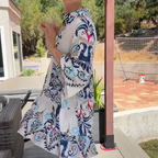 Women's Elegant Printed Loose Flowy Dress 🌺 – Boho Beach Vacay & Casual Daily Vibe