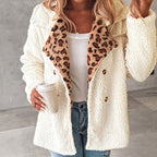 Cozy Leopard-Trim Coat 🐆 – Oversized & Soft, Perfect for Brunch/Lounge Days