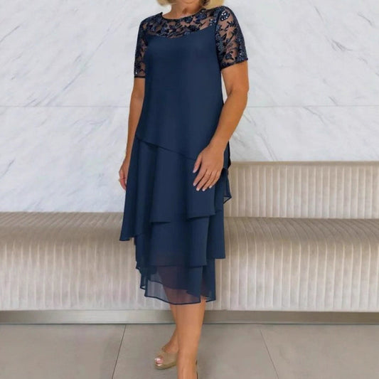 Women's Layered Mesh A-Line Midi Dress 💫 – Ruffled Mesh Layers + A-Line Silhouette, Stylish for Daily Wear 🛍️