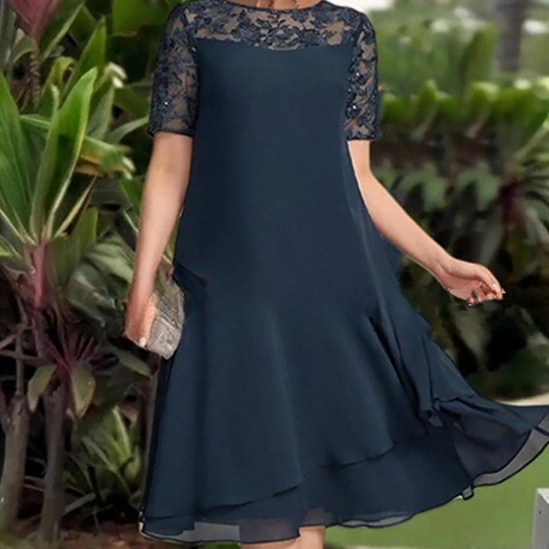 Women's Layered Mesh A-Line Midi Dress 💫 – Ruffled Mesh Layers + A-Line Silhouette, Stylish for Daily Wear 🛍️