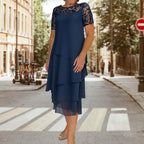 Women's Layered Mesh A-Line Midi Dress 💫 – Ruffled Mesh Layers + A-Line Silhouette, Stylish for Daily Wear 🛍️