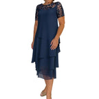 Women's Layered Mesh A-Line Midi Dress 💫 – Ruffled Mesh Layers + A-Line Silhouette, Stylish for Daily Wear 🛍️