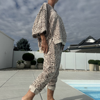 Women's Leopard Print Top & Pants 2-Piece Set ☕ – Relaxed Fit, Perfect for Brunch/Weekend Errands ✨