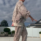 Women's Leopard Print Top & Pants 2-Piece Set ☕ – Relaxed Fit, Perfect for Brunch/Weekend Errands ✨