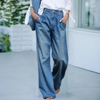 Women's Washed Casual Jeans 👖 – High-Waist Slim Fit, Hides Hips for Daily Commute & Dates 💼