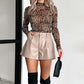 Women's Y2K Leopard Mesh Long Sleeve Top - Edgy Sheer Party/Daily Casual Crop Top