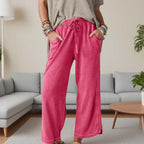 Women’s Ultra-Soft High-Waisted Wide-Leg Pants - Elastic Waist Loose Trousers for Daily/Lounge/Work