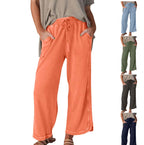 Women’s Ultra-Soft High-Waisted Wide-Leg Pants - Elastic Waist Loose Trousers for Daily/Lounge/Work