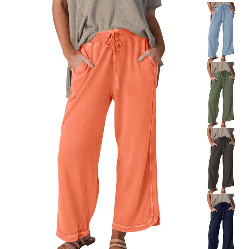 Women’s Ultra-Soft High-Waisted Wide-Leg Pants - Elastic Waist Loose Trousers for Daily/Lounge/Work