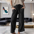Women’s Ultra-Soft High-Waisted Wide-Leg Pants - Elastic Waist Loose Trousers for Daily/Lounge/Work