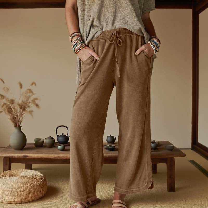 Women’s Ultra-Soft High-Waisted Wide-Leg Pants - Elastic Waist Loose Trousers for Daily/Lounge/Work
