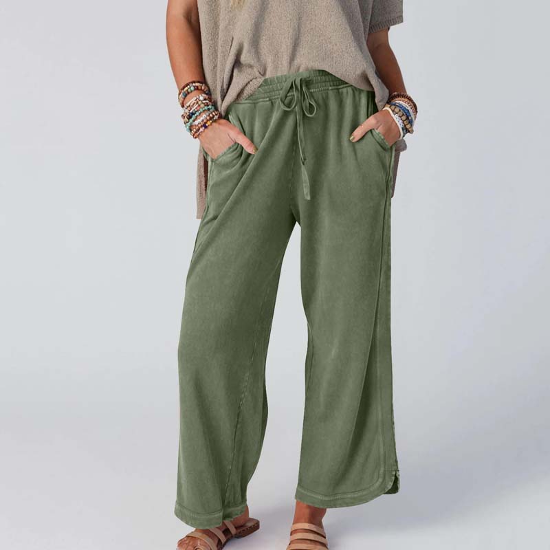 Women’s Ultra-Soft High-Waisted Wide-Leg Pants - Elastic Waist Loose Trousers for Daily/Lounge/Work