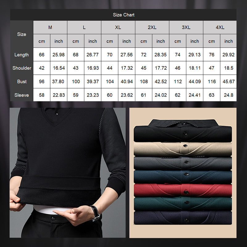 Men's Lapel Faux Two-Piece Knitted Shirt 👔🧶✨ – Casual Comfy Knit Top, Great for Daily Wear & Office Outfits