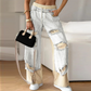 Elastic Drawstring Patchwork Denim Wide-Leg Pants 👖💫 – Stretchy Fit, Unique Patchwork Design, Comfy for All-Day Wear