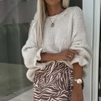 Women's Solid Round-Neck Knit Sweater 🧶✨ – Soft Cozy Knit, Timeless Style for Autumn/Winter, Perfect for Casual & Layered Looks