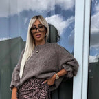 Women's Solid Round-Neck Knit Sweater 🧶✨ – Soft Cozy Knit, Timeless Style for Autumn/Winter, Perfect for Casual & Layered Looks