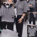 Women's Striped Top & Solid Pants Set ✨🩱 – Chic Striped-Solid Combo, Soft Fabric, Perfect for Casual Hangouts & Weekends