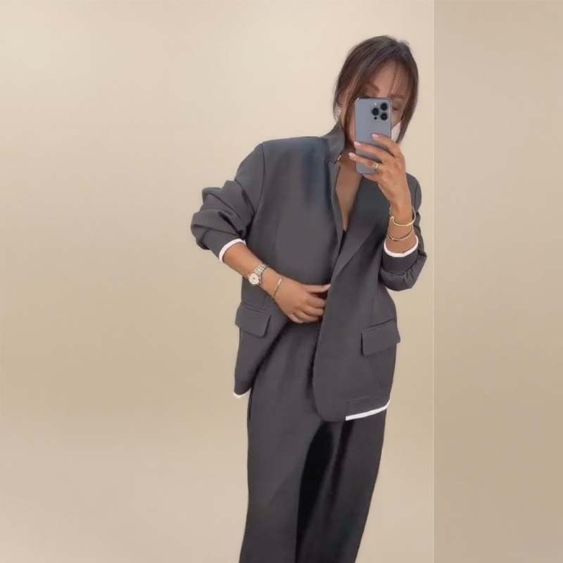 Women's Long Sleeve Blazer & Wide Leg Pant 2-Piece Set ✨👗 – Flattering Long Sleeve Blazer, Wide Leg Pants, Trendy 2-Piece for Chic Looks