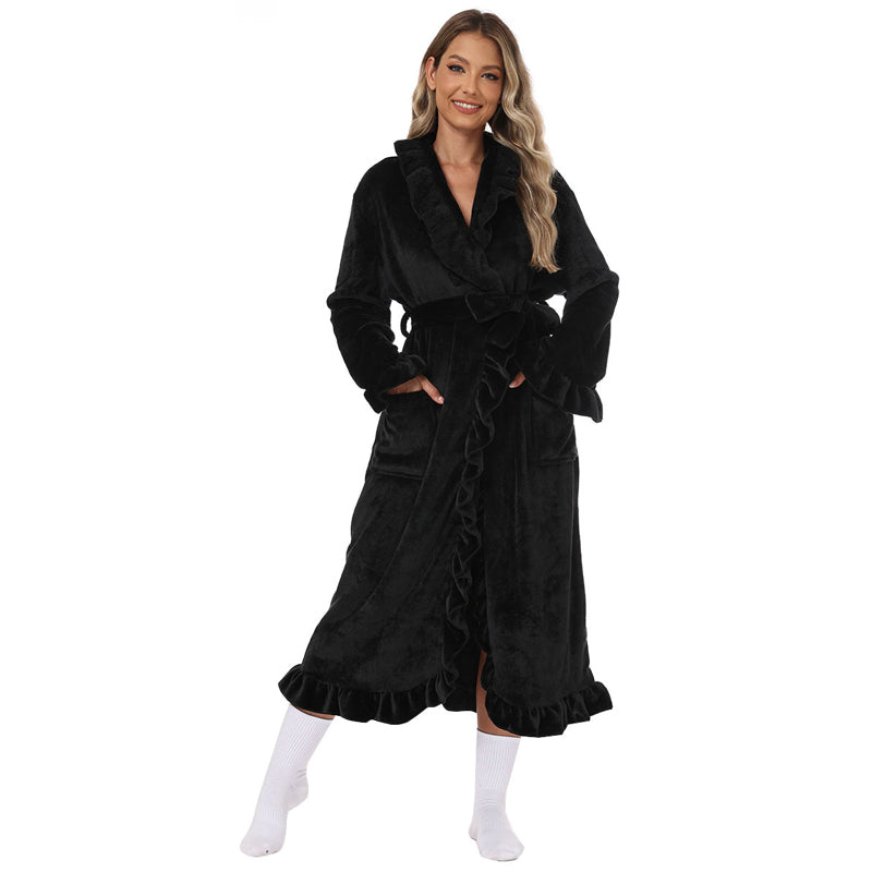 Soft Fluffy Bathrobe 🧖♀️ – Skin-Friendly Fabric, Cozy Warmth for Post-Shower