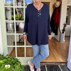 Women's Buttoned V-Neck Top 👚 – Soft Fabric, Versatile for Daily/Casual