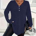 Women's Buttoned V-Neck Top 👚 – Soft Fabric, Versatile for Daily/Casual