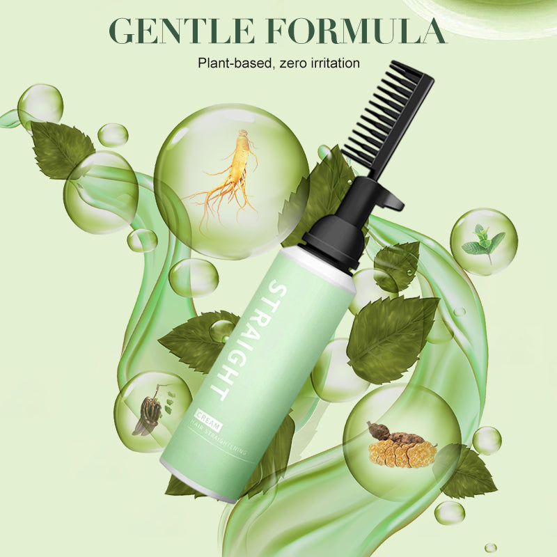 Hair Straightening & Softening Cream with Built-In Comb