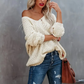 Women's Graceful Loose V-Neck Knit Pullover ✨ – Soft Fabric, Effortless Style for Daily/Office
