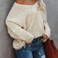 Women's Graceful Loose V-Neck Knit Pullover ✨ – Soft Fabric, Effortless Style for Daily/Office