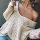 Women's Graceful Loose V-Neck Knit Pullover ✨ – Soft Fabric, Effortless Style for Daily/Office