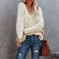 Women's Graceful Loose V-Neck Knit Pullover ✨ – Soft Fabric, Effortless Style for Daily/Office