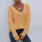 Women's Graceful Loose V-Neck Knit Pullover ✨ – Soft Fabric, Effortless Style for Daily/Office