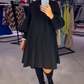 Women's Plus Size Lantern Sleeve Dress 👗✨ – Stand Collar, Flowy Fit for Casual/Party