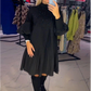 Women's Plus Size Lantern Sleeve Dress 👗✨ – Stand Collar, Flowy Fit for Casual/Party