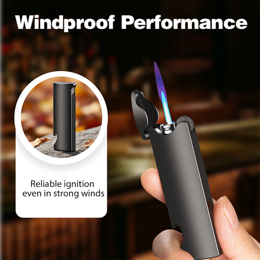 Windproof lighter with built-in bottle opener