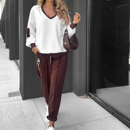 Color-Block Pullover Hoodie & Jogger Pants Set 🌈 – Comfy Athleisure for Daily/Lounge