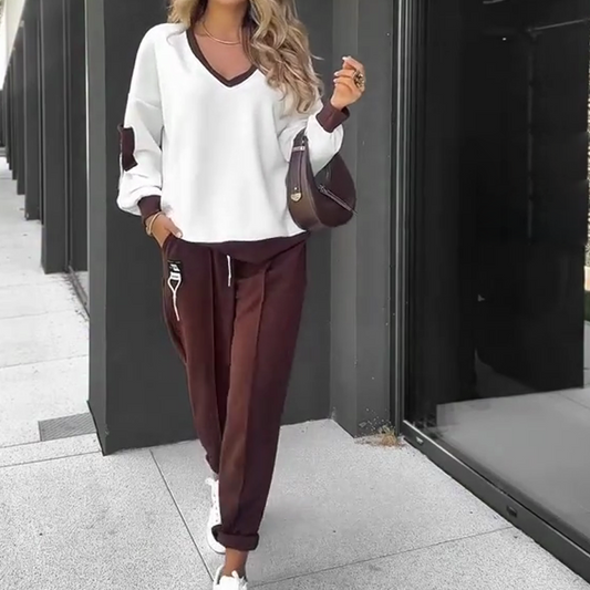 Color-Block Pullover Hoodie & Jogger Pants Set 🌈 – Comfy Athleisure for Daily/Lounge