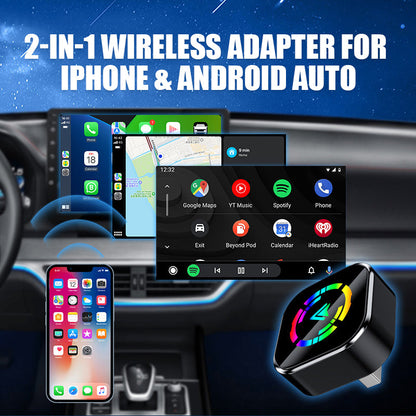 2-in-1 Wireless Adapter for iPhone & Android Auto 📱🚗 – Plug-and-Play, Stable Connection for Car Navigation