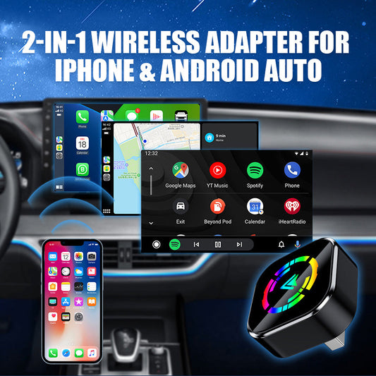 2-in-1 Wireless Adapter for iPhone & Android Auto 📱🚗 – Plug-and-Play, Stable Connection for Car Navigation