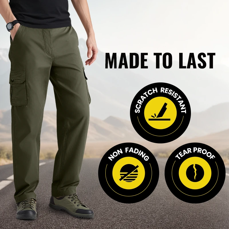 Durable Men’s Cargo Pants 🥾 – Multi-Pocket Relaxed Fit for Camping/Street Wea