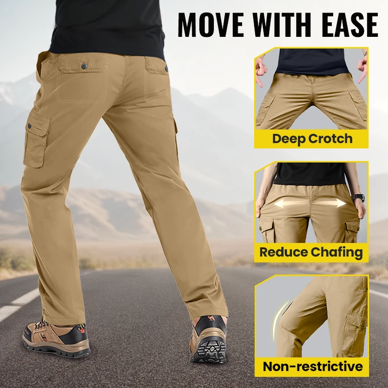 Durable Men’s Cargo Pants 🥾 – Multi-Pocket Relaxed Fit for Camping/Street Wea
