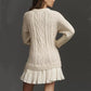 Women's Cable-Knit Mini Sweater Dress 🍂 – Sweet-Cool Vibe for Café Dates/Fall Brunch