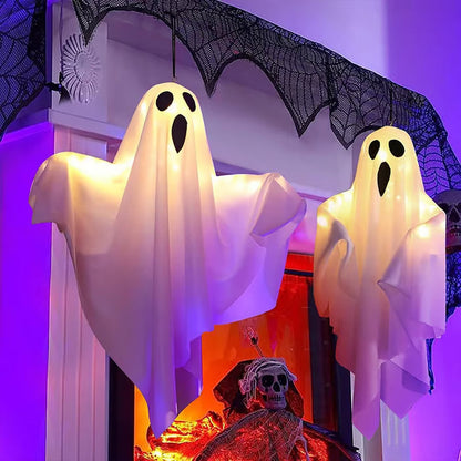 Halloween Glowing Ghost Chandelier 👻 – Warm Light Flicker, Easy Hang for Party Living Room