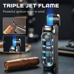 Triple flame refillable cigar lighter