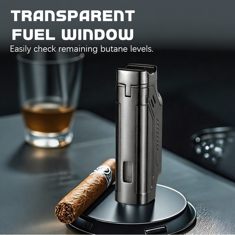 Triple flame refillable cigar lighter
