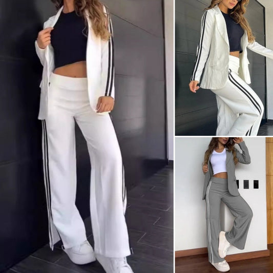 👑Women's Luxury Lapel Suit & Wide Leg Pants Set – Chic Tailored Elegance for Sophisticated Style💫
