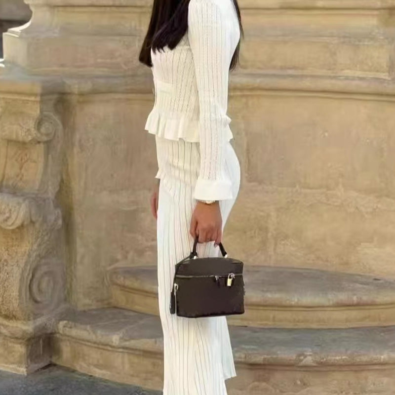 ✨Bestie-Approved Knit Waist-Cinching Top & Mermaid Skirt Set – Chic Party Look✨