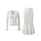 ✨Bestie-Approved Knit Waist-Cinching Top & Mermaid Skirt Set – Chic Party Look✨