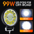 🛻4-inch 99W High-Power LED Pod | Durable for Off-Road Terrain & Night Rides