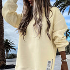 ✨Women's Long Sleeve Sweatshirt Dress – Pullover Style + Zipper Slit, Soft Casual Vibe for Fall/Winter