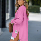 ✨Women's Long Sleeve Sweatshirt Dress – Pullover Style + Zipper Slit, Soft Casual Vibe for Fall/Winter